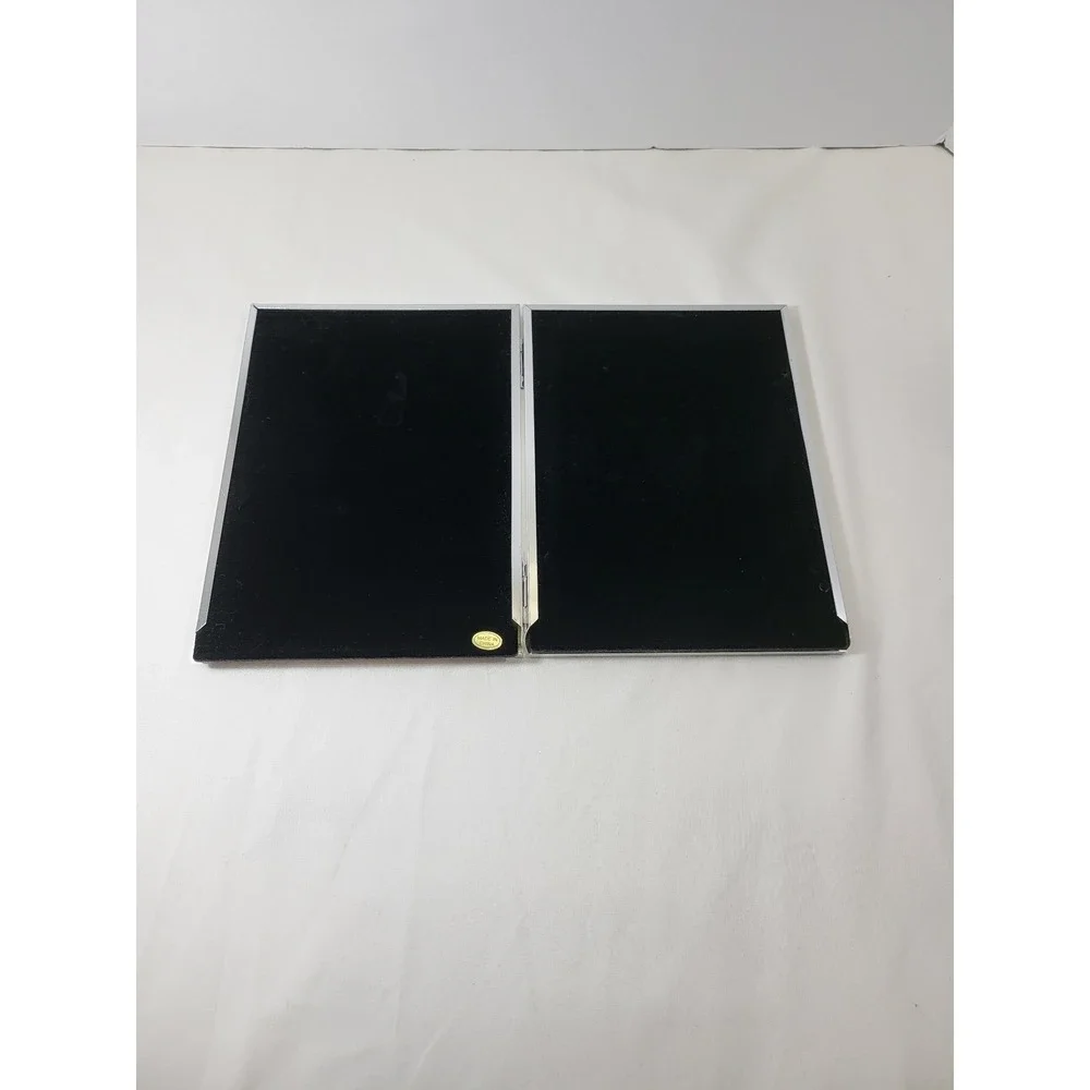 Modern Silver Chrome Double Folding Picture Frame Oval 5x7 Hinged Metal Velvet